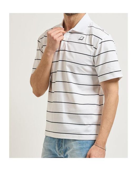 K-Way White Valar Slim-Fit Striped Polo Shirt for men