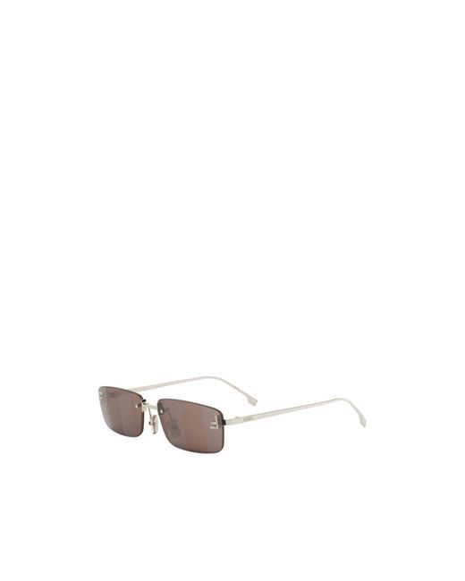 Fendi White Eyewear Rectangular Frame Sunglasses