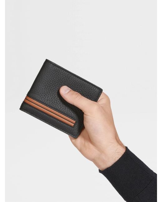 Zegna Gray Embossed Bi-Fold Wallet for men