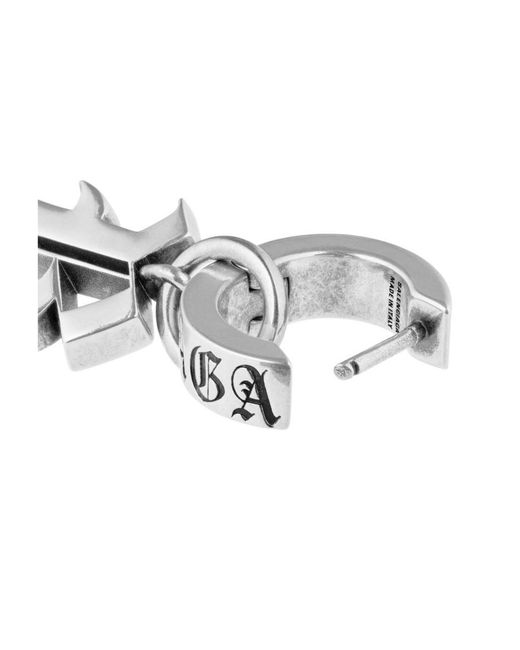Balenciaga White Logo Engraved Earrings for men