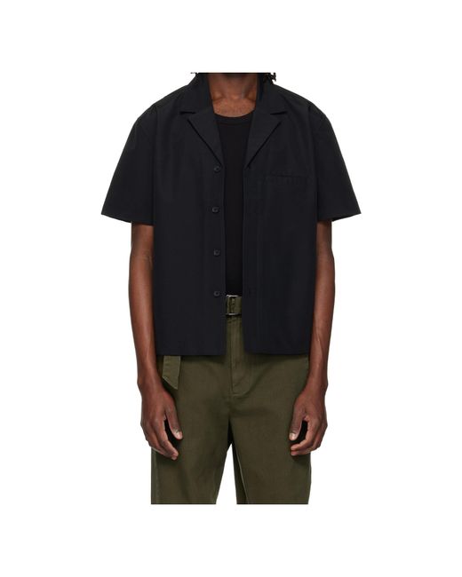 Entire studios Black Camp Collar Straight Hem Shirt for men