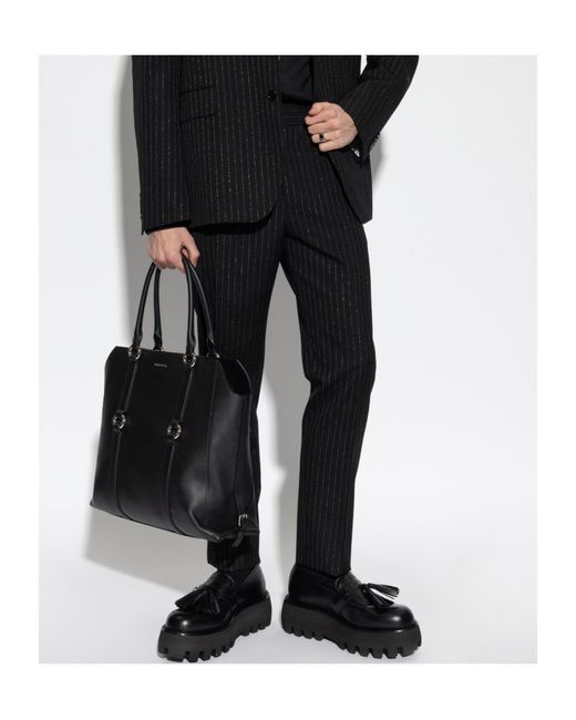 McQueen Black Lurex Thread Tailored Trousers for men