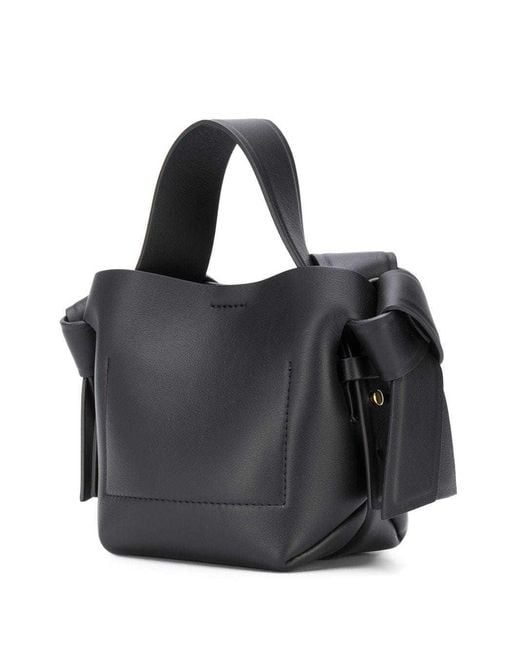 Acne Black Musubi Logo Embossed Micro Tote Bag