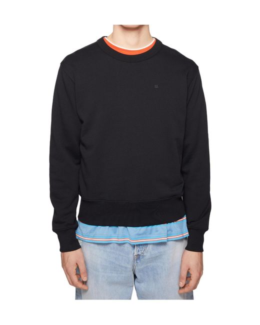 Acne Black Face Logo Patch Jersey Sweatshirt for men
