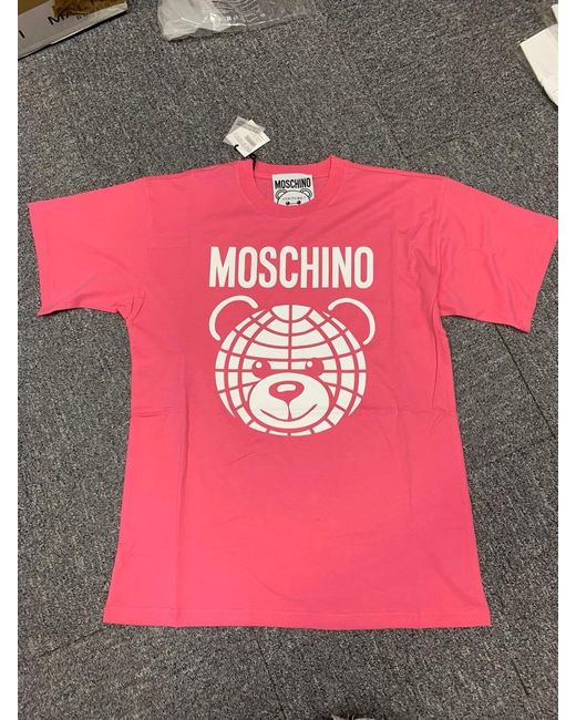 Moschino Pink Teddy Bear Logo Printed T-Shirt