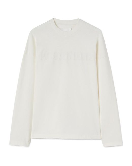 Jil Sander White Logo Printed Long-Sleeved T-Shirt