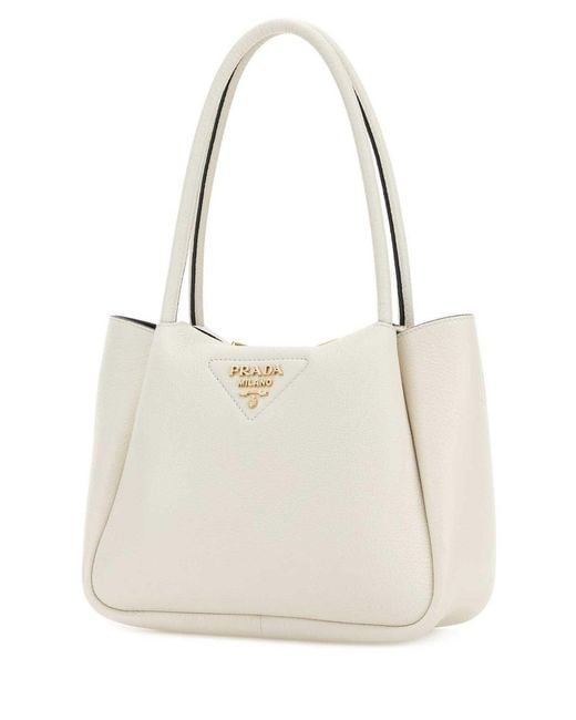 Prada White Small Top-Handle Tote Bag
