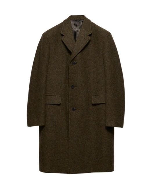 Prada Green Single-Breasted Wool Coat for men