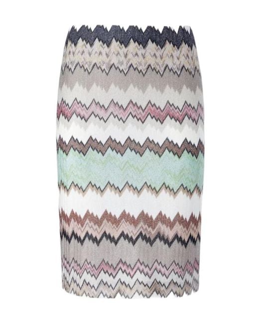 Missoni Gray Side Slit Lamé Midi Skirt
