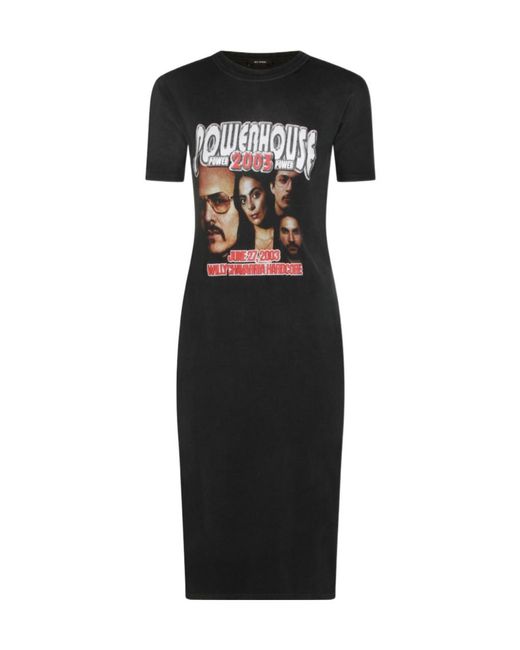 Willy Chavarria Black Powerhouse Graphic T-Shirt Dress