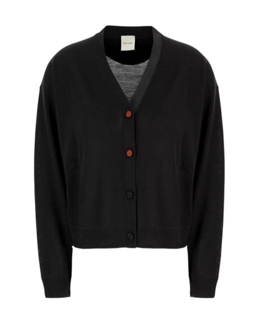 Paul Smith Black Contrast-Button V-Neck Cardigan