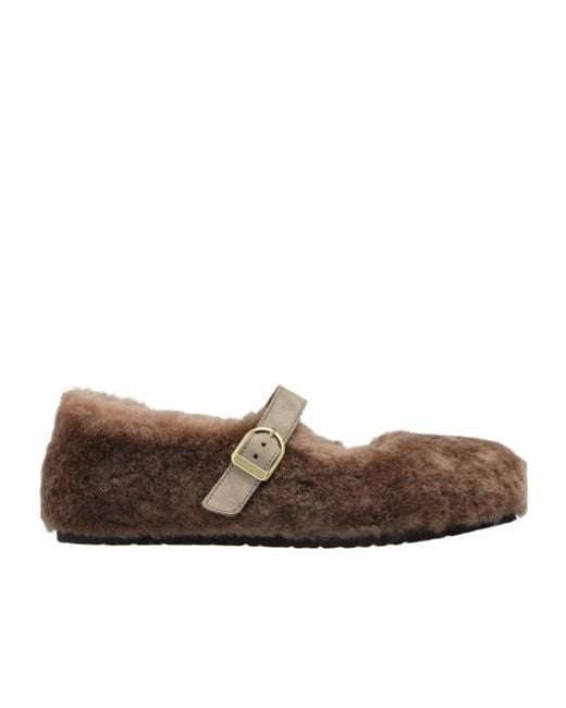 Birkenstock Brown Buckle Mary Jane Shoes