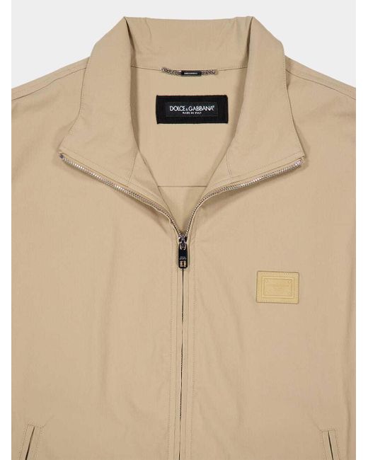 Dolce & Gabbana Natural Logo Patch Zipped Jacket for men