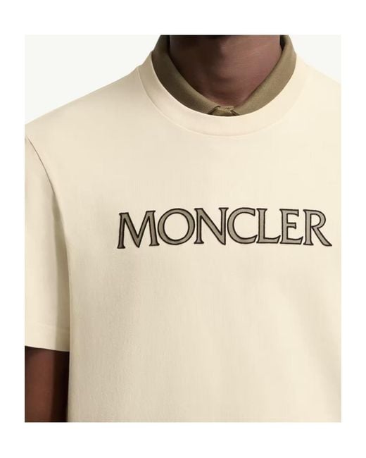 Moncler Natural Logo Velvet Detail T-Shirt for men