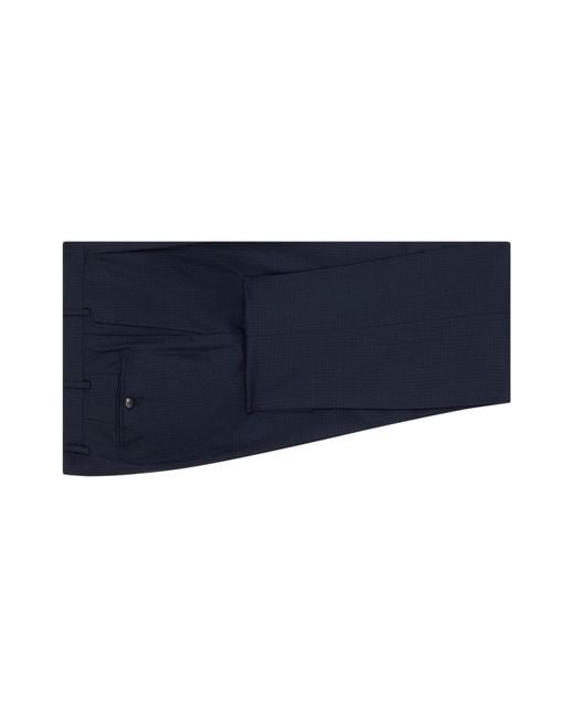 Canali Blue Long-Sleeve Double-Breasted Blazer And Trousers Two-Piece Set for men