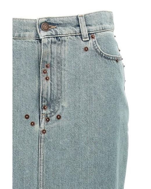 Moschino Blue Denim Midi Skirt