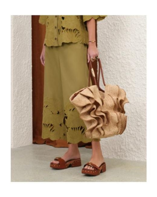Zimmermann Green Mahon Embroidered Pant