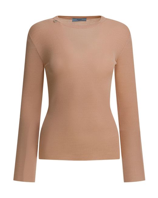 Prada Brown Long-Sleeved Crewneck Jumper