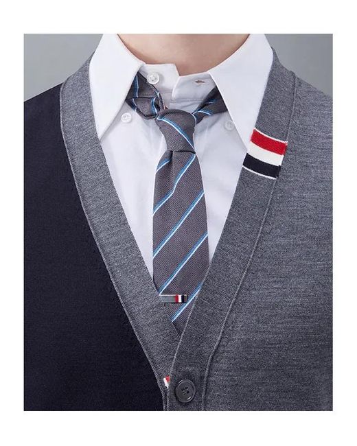 Thom Browne Blue Panelled Button-Up Cardigan for men