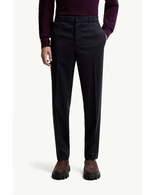 Moncler Blue Logo Patch Tailored Trousers for men