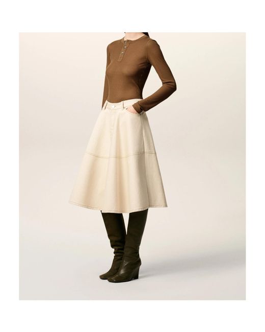 AMI Natural Cotton Midi Skirt