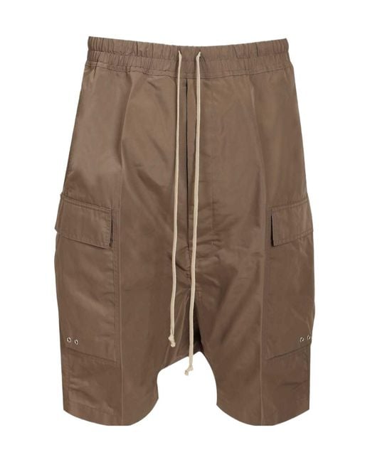 Rick Owens Brown Drawstring Elasticated Waistband Cargo Shorts for men