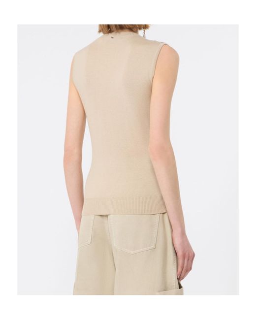 Sportmax Natural Fringed Crystal-Embellished Top