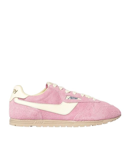Autry Pink Windspin Lace-Up Sneakers