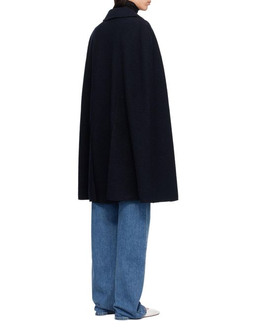 Totême Blue Buttoned Cape Coat