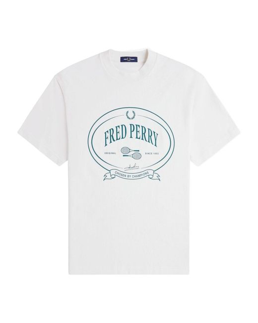 Fred Perry White Crewneck Shortsleeve Tshirt for men