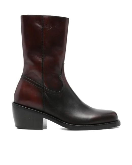 Dries Van Noten Brown Chunky Heeled Ankle Boots for men