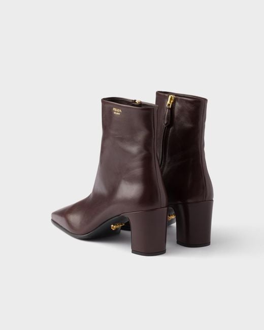 Prada Brown Leather Booties