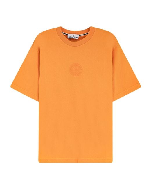 Stone Island Orange Short-Sleeved T-Shirt for men