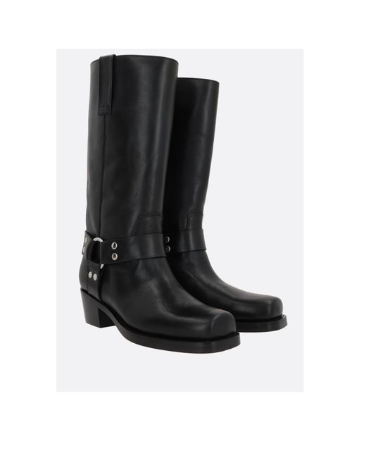 Paris Texas Black Square Toe Studded Ankle Boots
