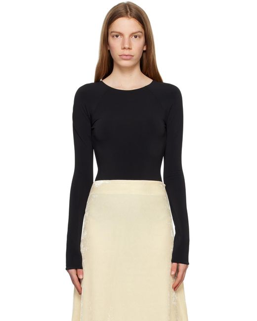 Jil Sander Blue Open-Back Long-Sleeved Crewneck Bodysuit