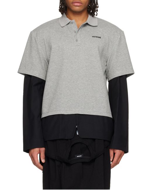 we11done Gray Double-Layer Polo Shirt for men
