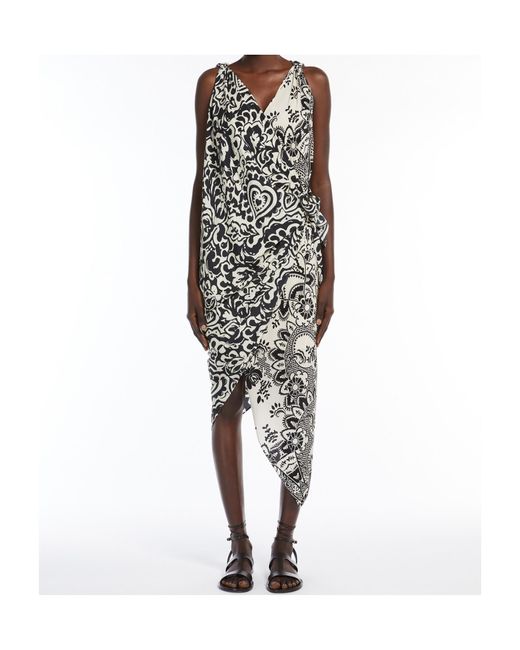 Weekend by Maxmara White Asymmetric Crêpe De Chine Dress