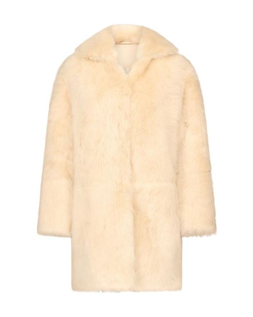 Loulou de Saison Natural Ruben Spread-Collar Lamb-Fur Coat