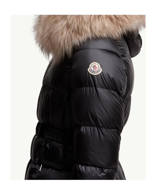 Moncler Black Boed Hooded Shearling-Trimmed Short Down Jacket
