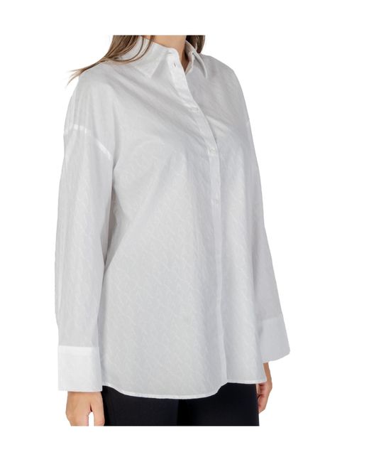 ARMANI EXCHANGE White Logo-Jacquard Long-Sleeve Shirt