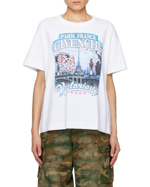 Givenchy White Graphic Printed Crewneck T-Shirt for men