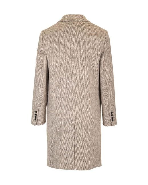AMI Natural Herringbone Button-Up Coat for men