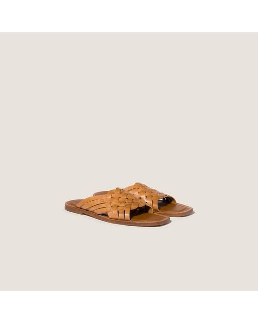 Miu Miu Brown Leather Slides