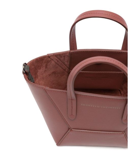 Brunello Cucinelli Red Micro Top Handle Tote Bag