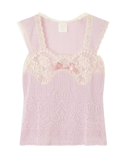 Anna Sui Pink Lingerie Knitted Top