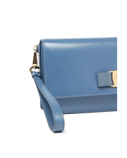 Ferragamo Blue Logo Clutch