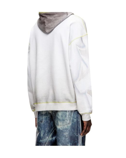 DIESEL Gray Boxt-Hood-Show Long-Sleeved Hoodie for men