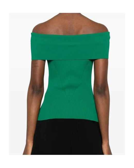 Givenchy Green Off-Shoulder Ribbed Top