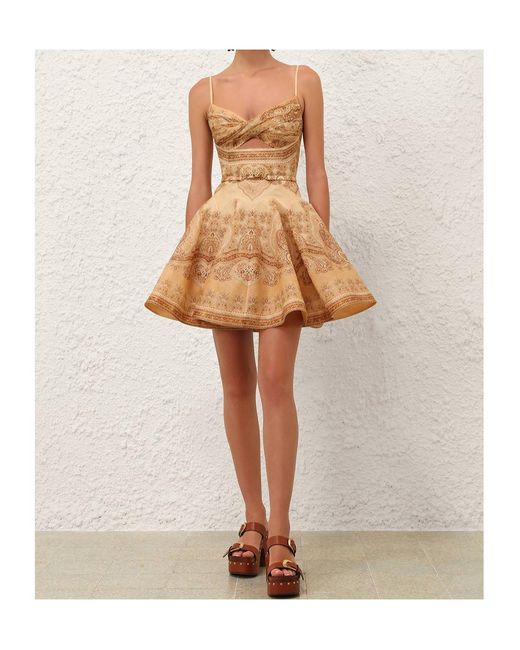 Zimmermann Natural Cut-Out Paisley Mini Dress