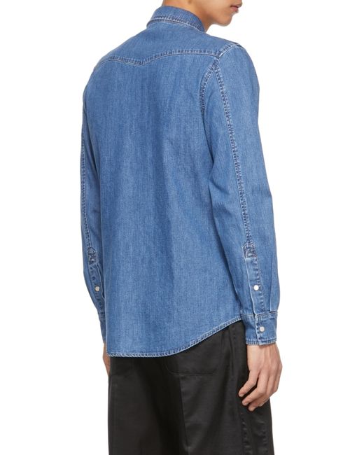McQueen Blue Logo Detailed Denim Shirt for men